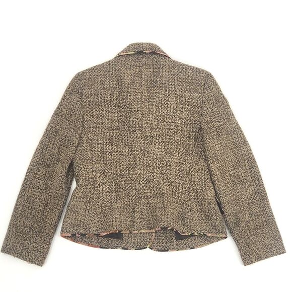 Ann Taylor Petites Blazer Suit Jacket 6P Brown Tweed Floral Trim 4 Pockets - Picture 3 of 9